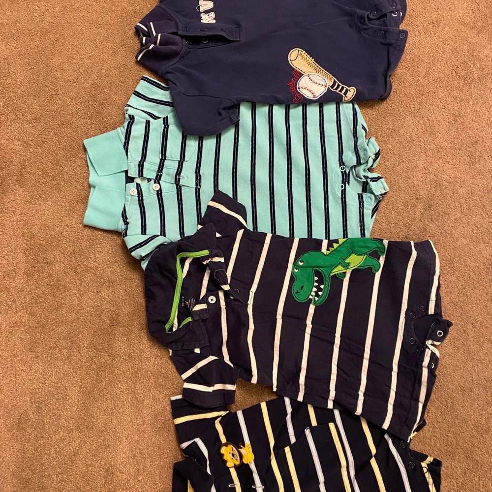 Four 12 month rompers (boy)